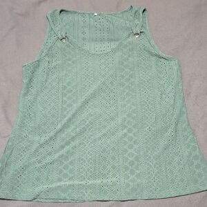 Sleeveless Eyelet Lace Top - Mint Green